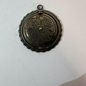 Vintage 3 Way Silver Tone Heart Scroll Design Picture Locket Pendant